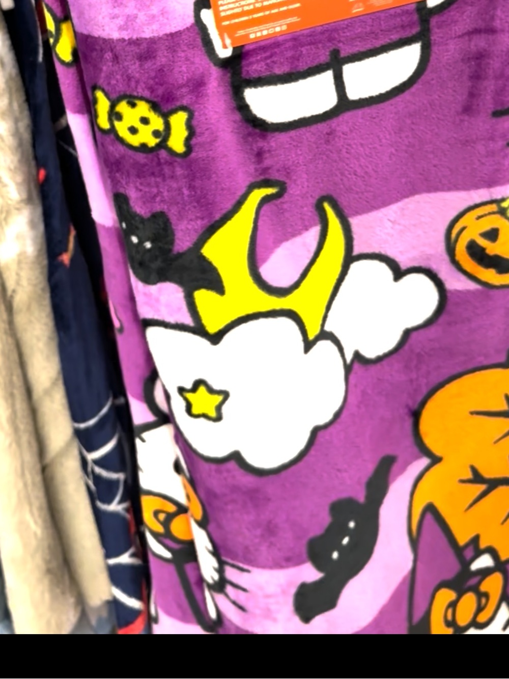 Hello Kitty Purple and Orange Halloween Plush Throw - Picture 4 of 4
